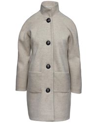 Conquista - Faux Mouflon Sand Colour Melange Coat By Fashion - Lyst