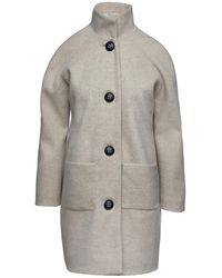 Conquista - Faux Mouflon Sand Colour Melange Coat By Fashion - Lyst