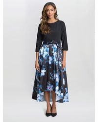 Gina Bacconi - Louise Printed High/Low Midi Dress - Lyst
