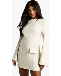 Boohoo - Long Sleeve Slash Neck Tailored Mini Dress - Lyst