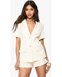 Boohoo - Tailored Short Sleeve Structured Romper - Lyst