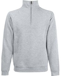 Fruit Of The Loom - Zip Neck Sweatshirt Top - Lyst