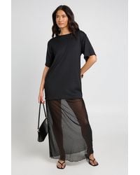 Boohoo - Mesh Hem T-Shirt Dress - Lyst
