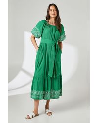 PRINCIPLES - Crinkle Viscose Bardot Bubble Hem Midaxi Dress - Lyst