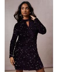Oasis - Fit & Flare Mini Dress Woven Long Sleeve Short - Lyst