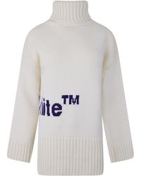 Off-White c/o Virgil Abloh - Off Oversize Fit Turtleneck Logo Sweater - Lyst