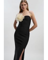 Karen Millen - Figure Form Bandage Rosette Knit Midi Dress - Lyst