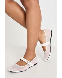 Boohoo - Mesh Mary Jane Ballet Flats - Lyst
