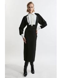 Karen Millen - Petite Twill Contrast Collar Woven Maxi Dress - Lyst