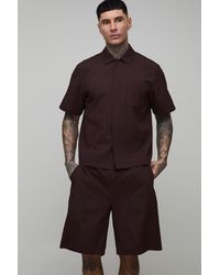 BoohooMAN - Tall Textured Oversized Boxy Shirt & Relaxed Short Set - Lyst
