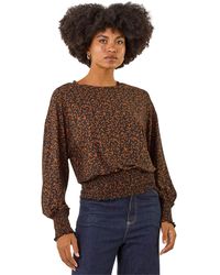 Roman - Abstract Print Shirred Top - Lyst