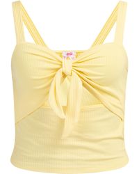 myMo - Ribgebreide Top Met Bandjes Lichtgeel - Lyst