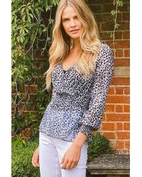 Sosandar - Animal Spot Print Faux Wrap Top - Lyst