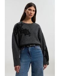 Karen Millen - Lace Embellished Cosy Jumper - Lyst