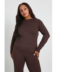 Boohoo - Plus Supersoft Seam Detail Long Sleeve Top - Lyst