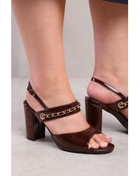 Where's That From - Wheres 'Esmer' Wide Fit Mid Block Heels With Chain Detailing - Lyst