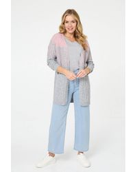 Izabel London - Colour Block Textured Longline Cardigan - Lyst