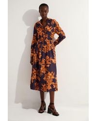 Karen Millen - Viscose Linen Tie Waist Woven Full Midi Skirt - Lyst
