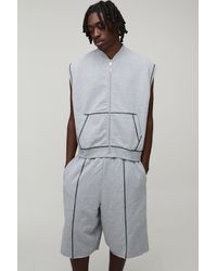 BoohooMAN - Oversized Boxy Loopback Sleeveless Zip Through Jersey Gilet And Jort Tracksuit - Lyst
