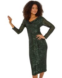 D.u.s.k - Sequin Cowl Neck Pencil Stretch Dress - Lyst