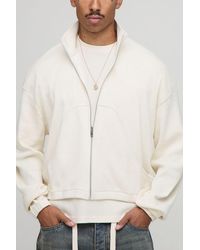 BoohooMAN - Oversized Boxy Rib Jersey Funnel Neck Track Top - Lyst