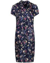 Conquista - Korte Mouwen Jurk Met Bloemenprint In Viscose - Lyst