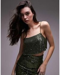 TOPSHOP - Co-Ord Sequin Crop Cami - Lyst