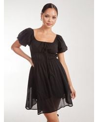 Pink Vanilla - Puff Sleeve Mini Dress With Shorts - Lyst