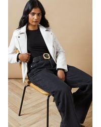 Oasis - Crocodile Pu Biker Jacket - Lyst