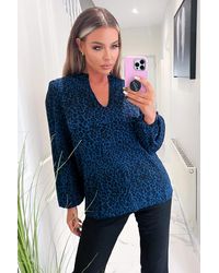 AX Paris - Animal Print Long Sleeve Blouse - Lyst