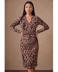 Roman - Animal Gathered Chain Dress - Lyst