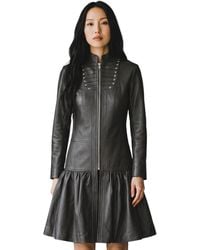 Infinity Leather - Goth Victorian Studded Flare Coat- Ribet Lamb Leather - Lyst