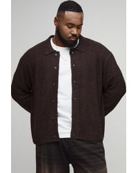 BoohooMAN - Plus Basic Boxy Brushed Knitted Shirt - Lyst