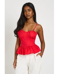 Boohoo - Ruched Bust Poplin Peplum Hem Top - Lyst