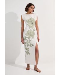 Karen Millen - Premium Summer Embellished Applique Tailored Maxi Dress - Lyst