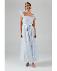 Debut London - By Coast Bardot Tiered Mesh Bridesmaids Dress - Lyst
