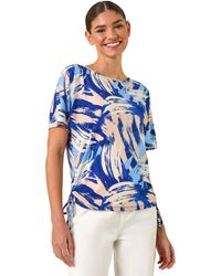 Roman - Abstract Print Side Tie Detail Top - Lyst