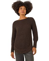 Roman - Curved Hem Stitch Detail Jumper - Lyst