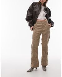 TOPSHOP - Faux Suede Cropped Kick Flare Trouser - Lyst