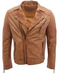 Infinity Leather - Slim Fit Brando Style Cross Zip Biker Jacket - Lyst