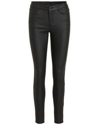 Vila - Leather Look Trousers Viscose - Lyst