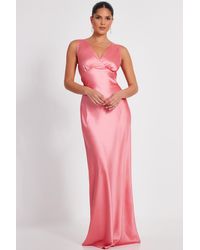 Quiz - Satin Cowl Back Maxi Dress - Lyst