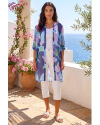 Roman - Abstract Print Button Longline Blouse - Lyst