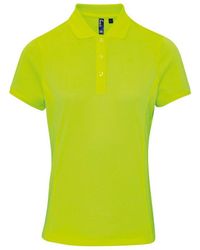 PREMIER - Ladies Coolchecker Short Sleeve Pique Polo T-Shirt (Neon) - Lyst