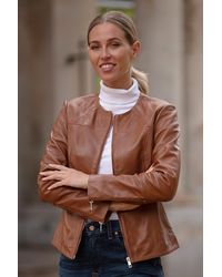 Ashwood Leather - 'Francesca' Collarless Real Fashion Jacket - Lyst
