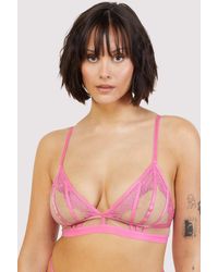 Wolf & Whistle After Dark - Tasha Illusion Mesh Triangle Bra With Embroidery Trim & Elastic Strapping - Lyst