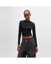HUGO - Cropped Crew Neck Slim Fit T-Shirt - Lyst