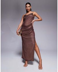 ASOS - Mesh Drapey Cami Midi Dress With Clear Strap Detail - Lyst