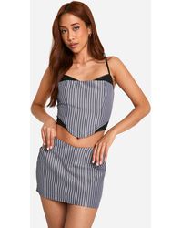 Boohoo - Pinstripe Layered Cami Corset Top - Lyst