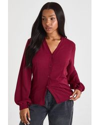 Boohoo - Hammered Volume Sleeve Fitted Blouse - Lyst
